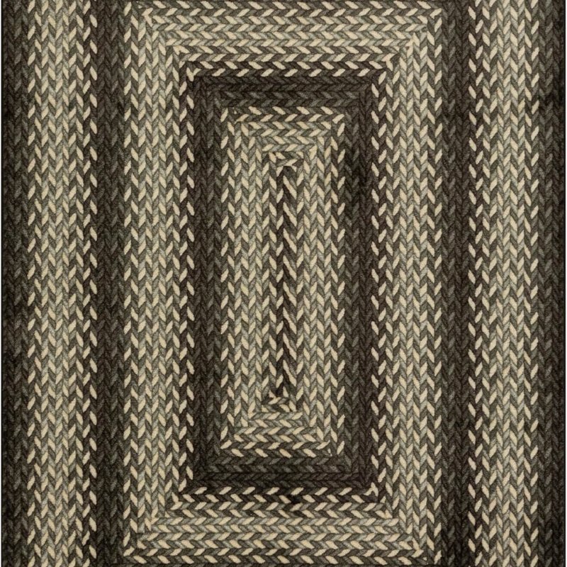 Marion Bohemian Braided-Style Print Area Rug, 4'9" x 7', Black