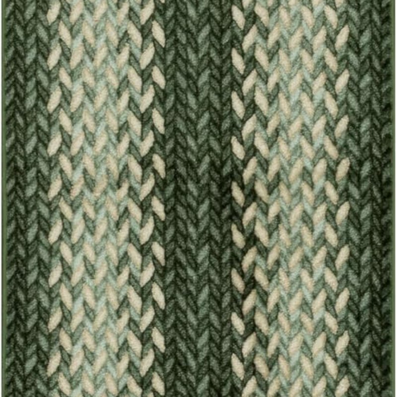 Marion Bohemian Braided-Style Print Runner, 2' x 6', Green