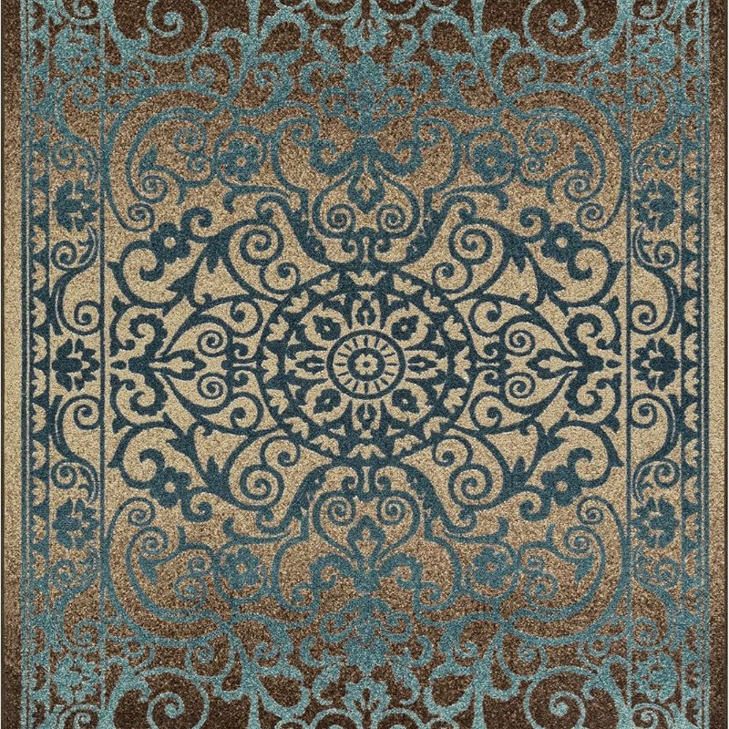 Pelham Vintage Medallion Pet Mat, 4'9" x 7', Blue