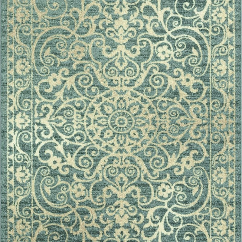 Pelham Vintage Medallion Pet Mat, 4'9" x 7', Light Spa