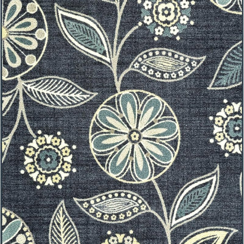 Reggie Floral Pet Mat, 3'4" x 5', Blue