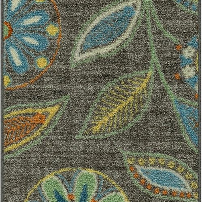 Reggie Floral Runner, 1'8" x 5', Dark Grey