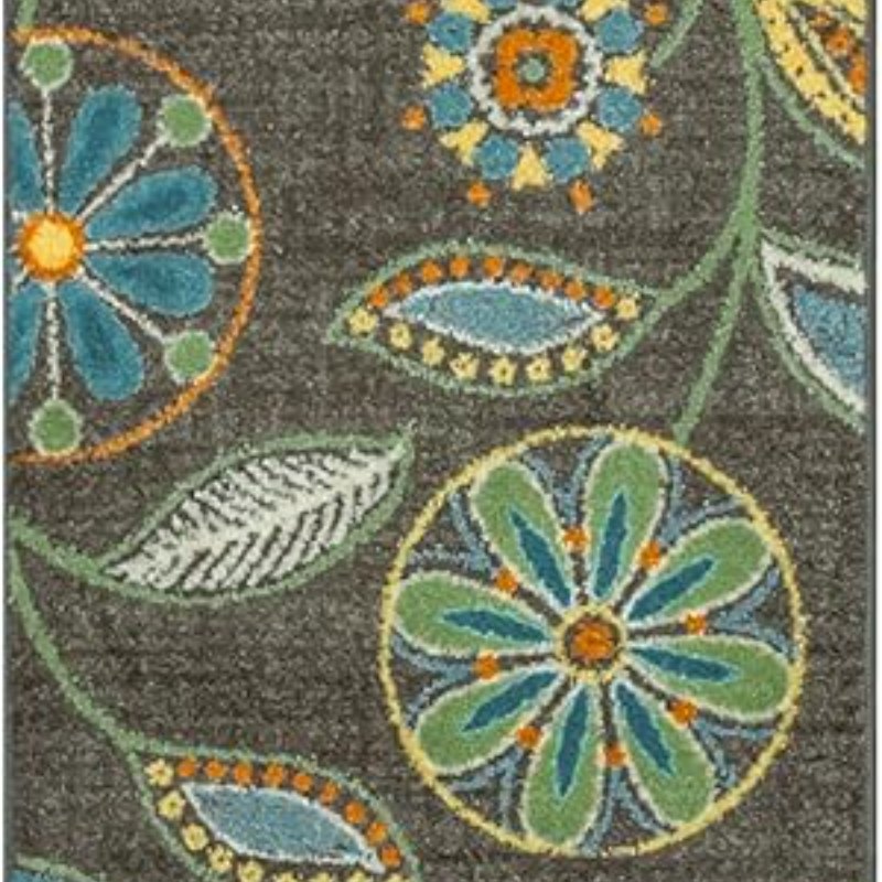 Reggie Floral Runner, 2' x 10', Dark Grey