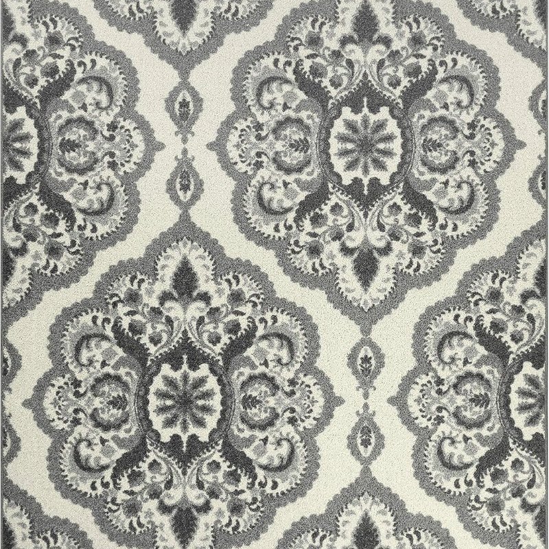 Vivian Medallion Pet Mat, 4'9" x 7', Grey